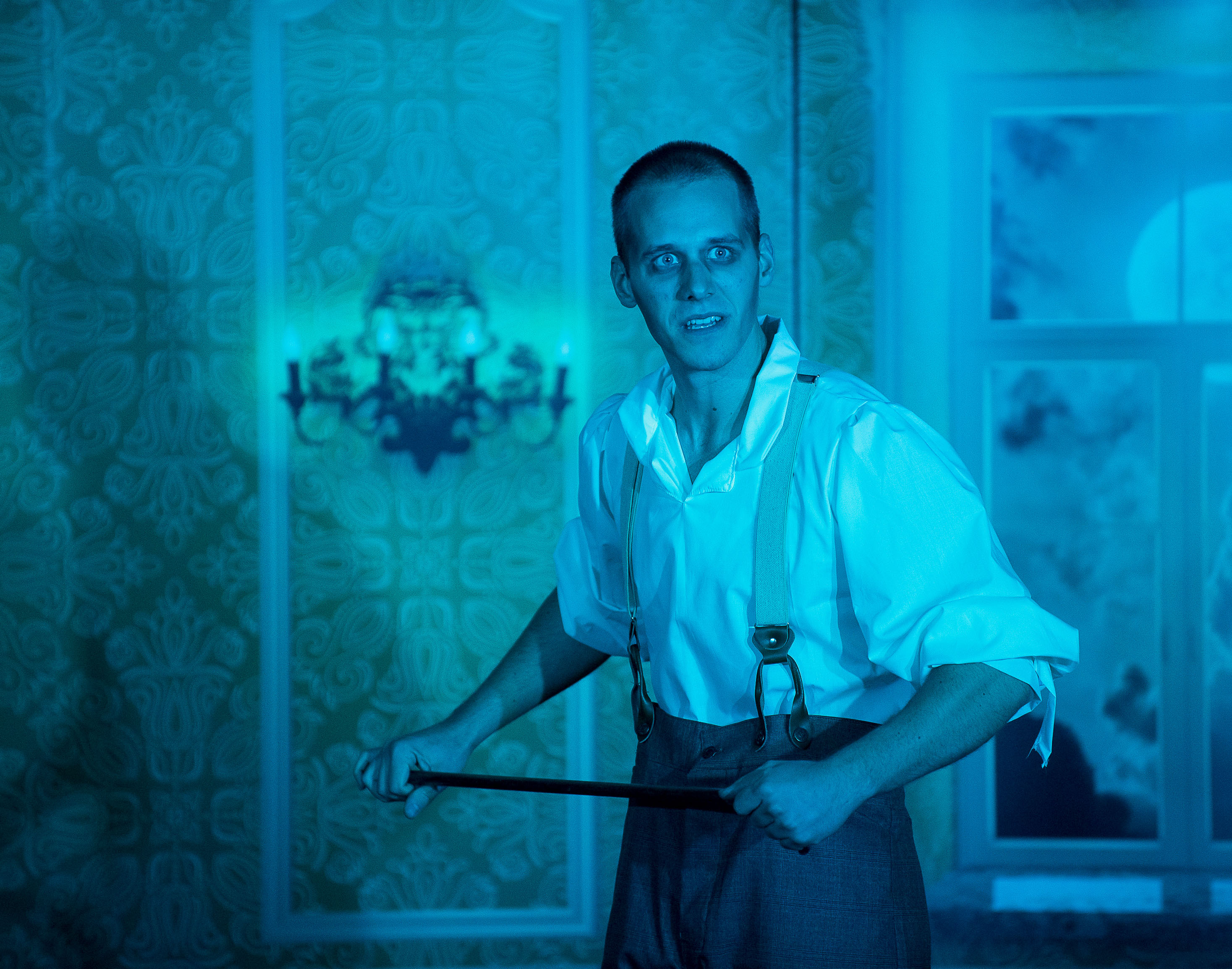 Das Bild zeigt Mr Bradshaw in einer Irrenanstalt.