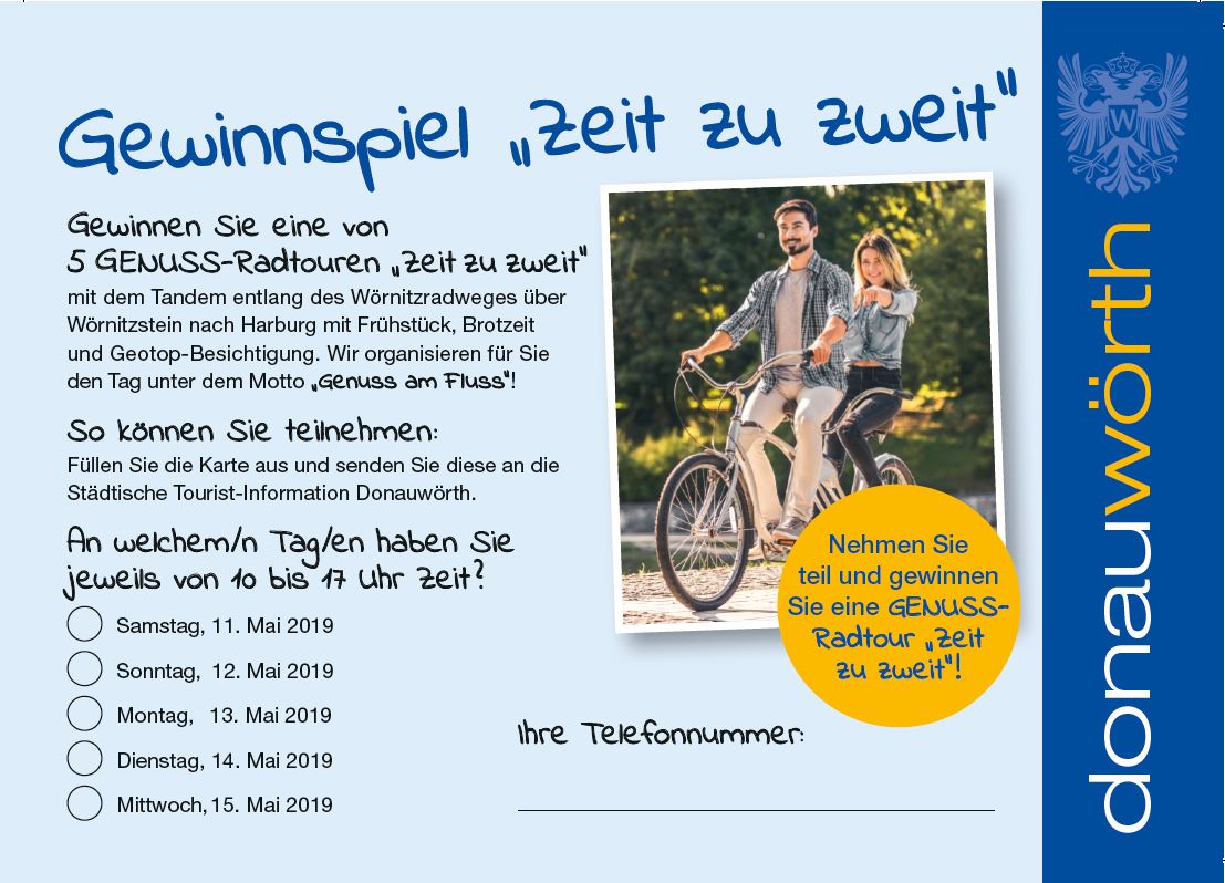 Zum Auftakt der Aktion hat sich die Städt. Tourist-Information Donauwörth ein Gewinnspiel einfallen lassen.