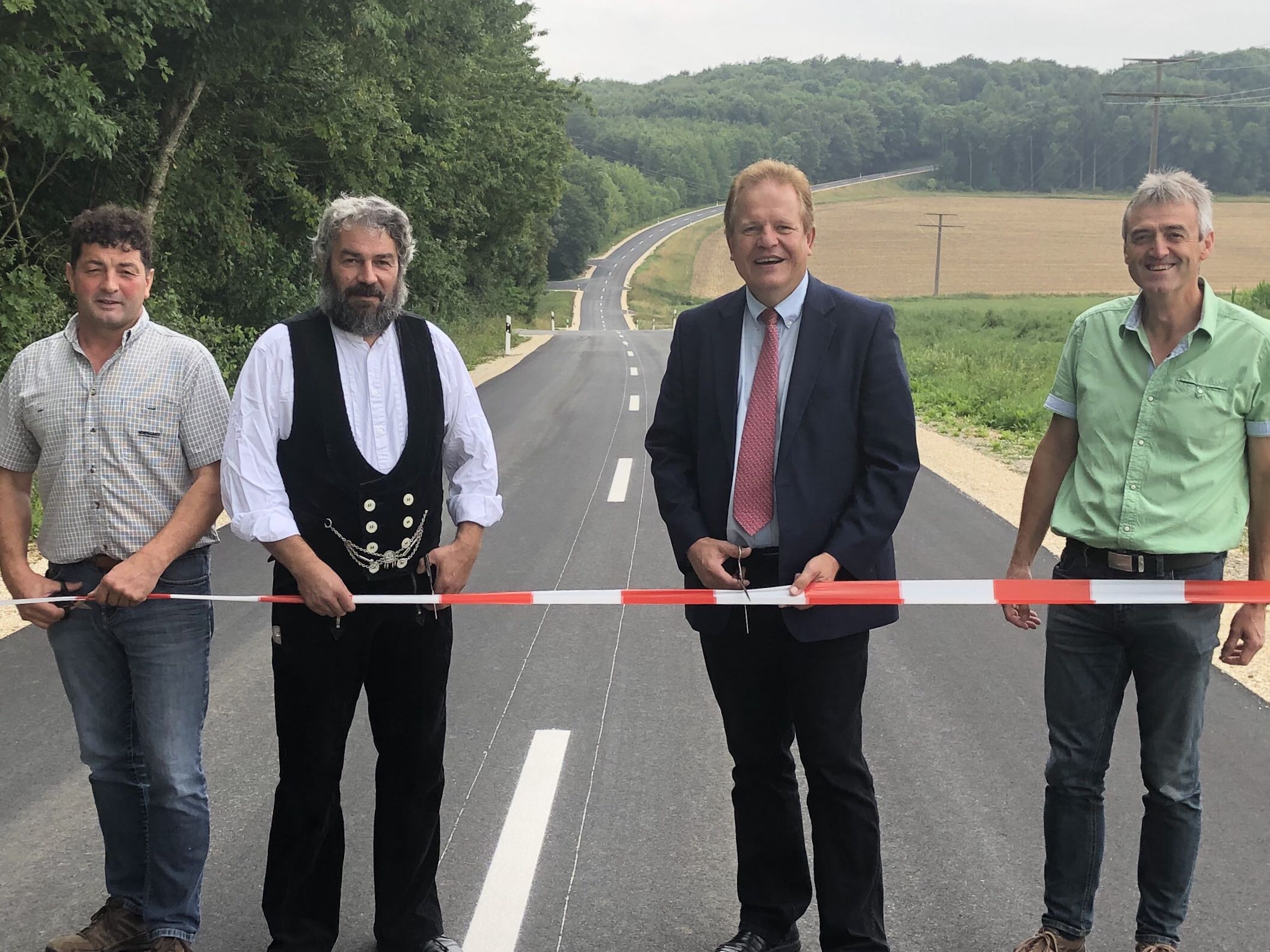 Stadträte Axel Widenmann und Manfred Schick, Bürgermeister Wolfgang Kilian und Stadtbaumeister Schindler