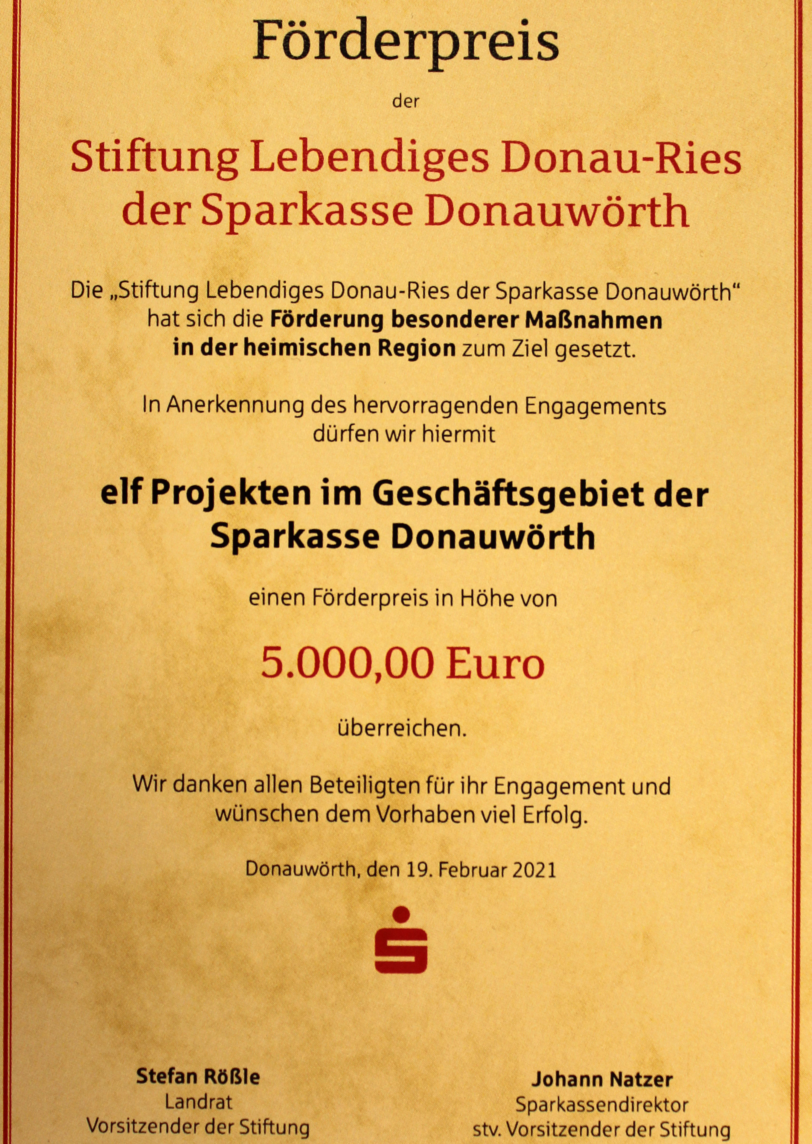 Mit einer Fördersumme in Höhe von 5.000 Euro werden in diesem Jahr elf regionale Projekt unterstützt.