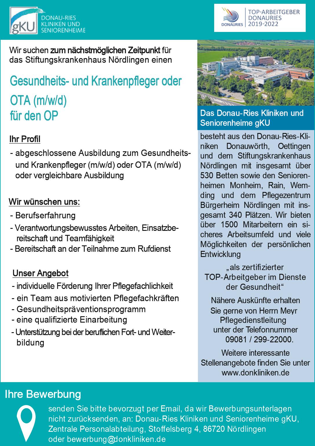 Gesundheits- und Krankenpfleger oder OTA m/w/d