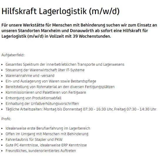Hilfskraft Lagerlogistik m/w/d