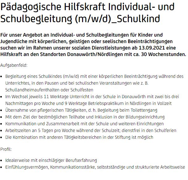 Pädagogische Hilfskraft m/w/d