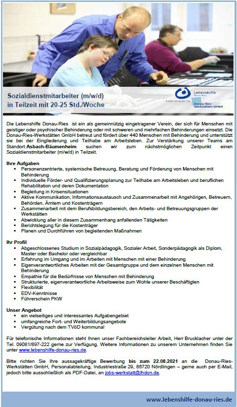 Sozialdienstmitarbeiter m/w/d
