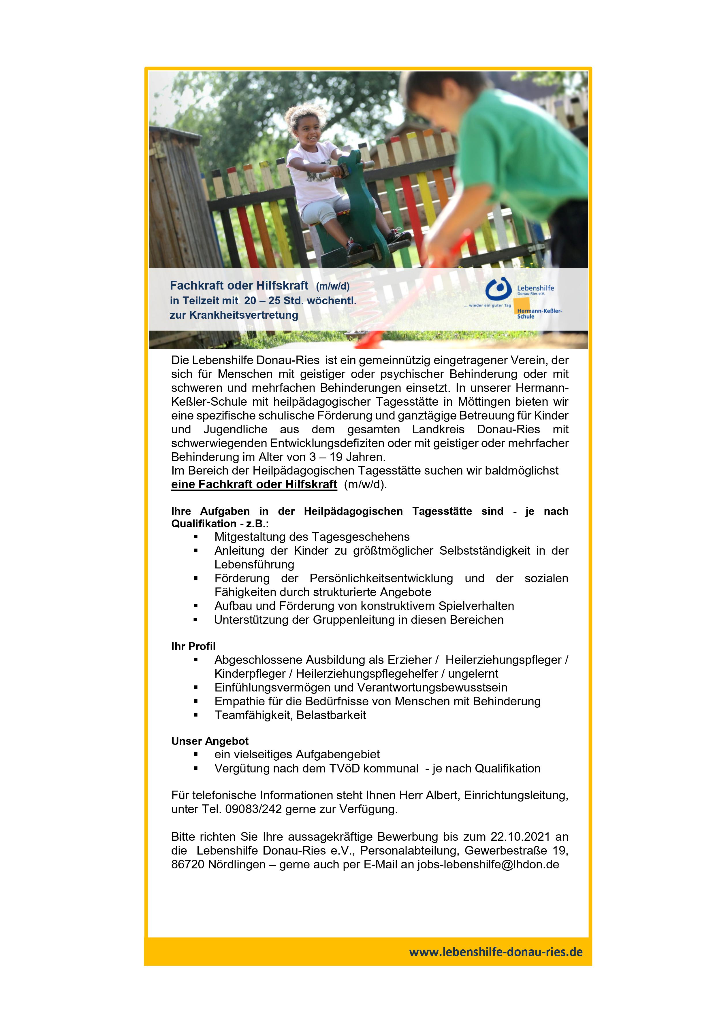 Fachkraft oder Hilfskraft (m/w/d)