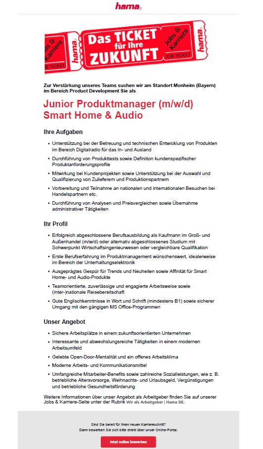 hama Junior Produktmanager (m/w/d)