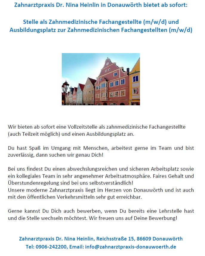 Zahnmedizinische Fachangestellte (m/w/d) und Ausbildungsplatz zur Zahnmedizinischen Fachangestellten (m/w/d)