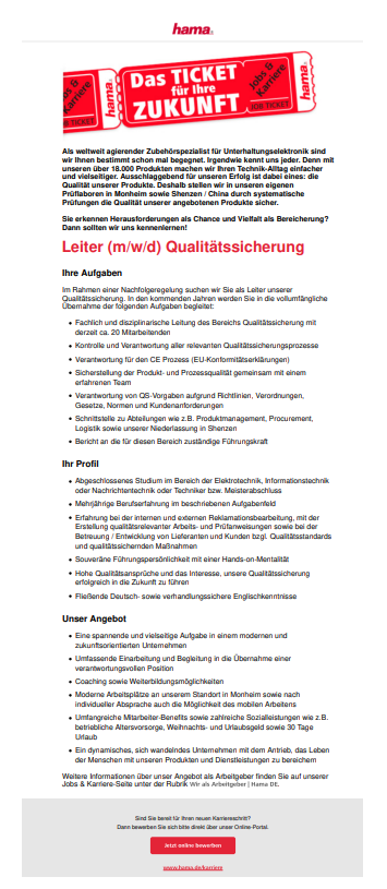 Leiter (m/w/d) Qualitätssicherung