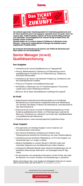 Senior Manager (m/w/d) Qualitätssicherung