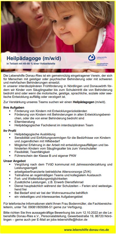 Heilpädagoge (m/w/d)