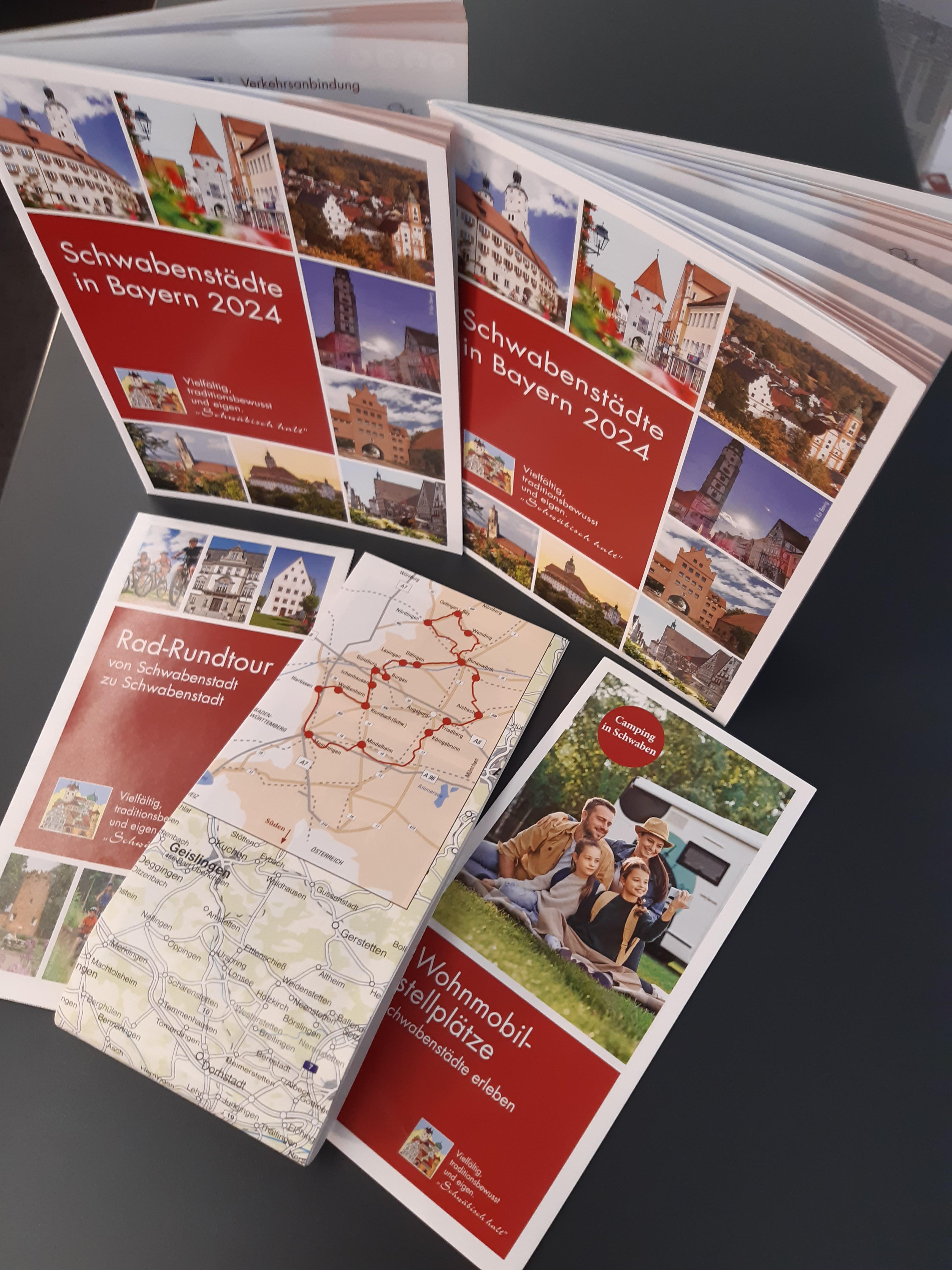 „Schwabenstädte in Bayern 2024“ und Radkarte  „Rad-Rundtour von Schwabenstadt zur Schwabenstadt“