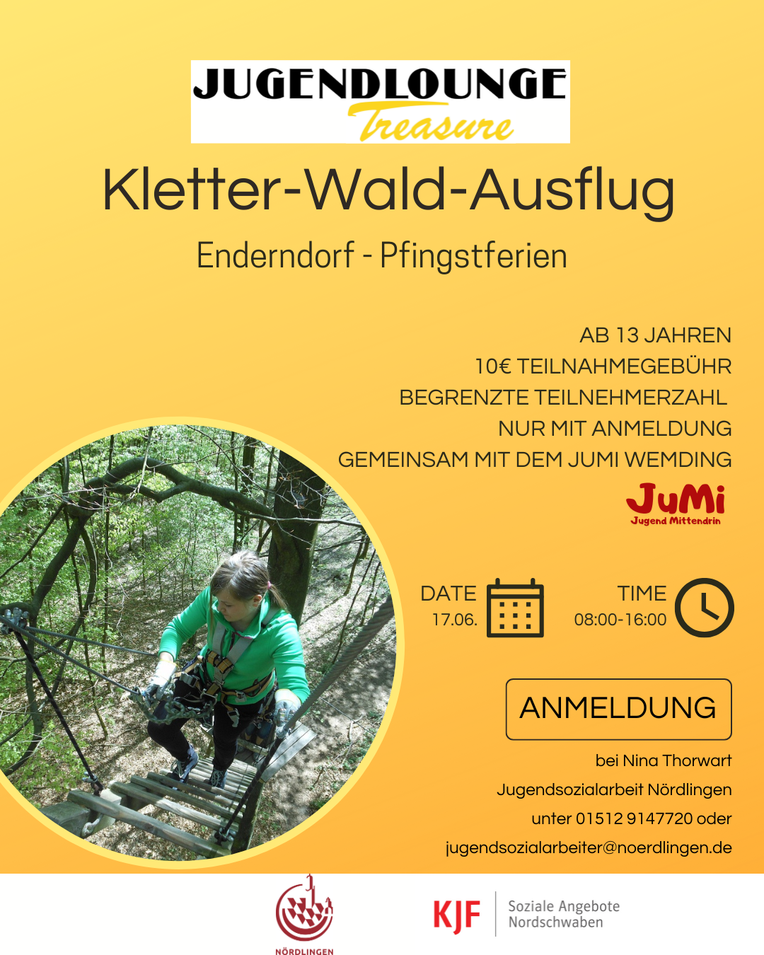 Flyer zum Kletter-Wald-Ausflug am 17. Juni 2025.