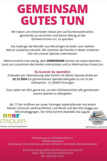 Das Bild zeigt den Flyer der Spendenaktion