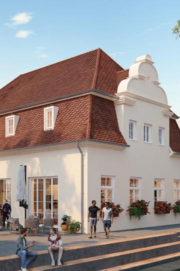 Der historische Baubestand bietet auch Platz für Gastronomie wie z.B. ein Tagescafé.