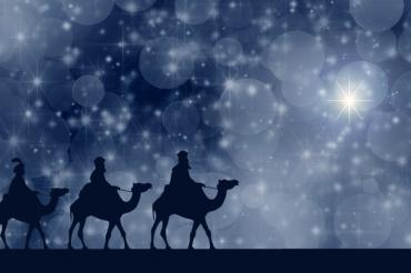 Die Heiligen Weisen aus dem Morgenland auf ihren Kamelen