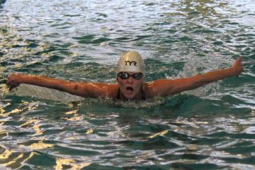 Das Bild zeigt Claudia Koch beim Masters-Cup in Dachau.