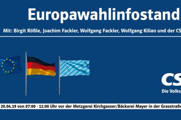 Das Bild zeigt ein Plakat des Europawahlinfostandes in Harburg.
