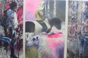 Zyklus Barbara Mechler 3-teiliges Gemälde.