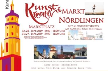 Das Bild zeigt ein Plakat zum Kunst- und Kreativmarkt in Nördlingen