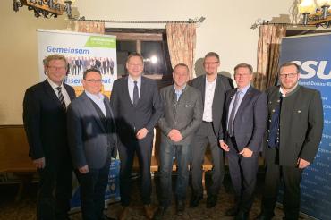 Das Bild zeigt von links nach rechts: Peter Schiele, Ulrich Lange, Dr. Hans Reichhart, Bernd Spielberger, Jürgen Raab, Stefan Rößle und Wolfgang Stolz. 