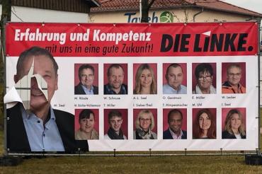 Kaputtes Werbebanner Linke Asbach Bäumenheim