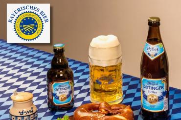 Oettinger Helles mit dem Herkunftssiegel "Bayerisches Bier"