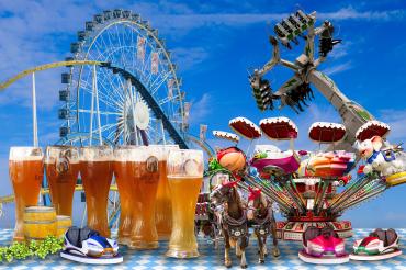 Weißbier, Riesenrad, Pferdekutsche und Süßigkeiten