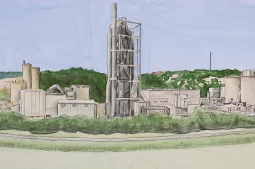 Künstlerische Darstellung des Märker-Werks in Harburg