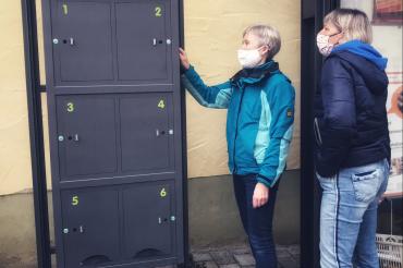 Das Bild zeigt die Abholstation.