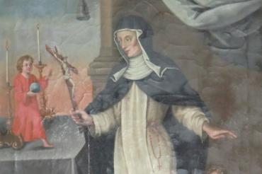Das Bild zeigt Margareta Ebner auf einem Ex Voto in der Kapelle der Klosterkirche Maria Medingen in Mödingen.