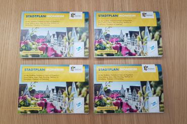 Das Bild zeigt den Monheimer Stadtplan 