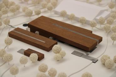 Holzmodell des neuen Hallenbads Nördlingen