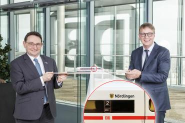 (v.l.): Bundestagsabgeordneter Ulrich Lange und Ronald Pofalla, Infrastruktur-Vorstand der Deutschen 