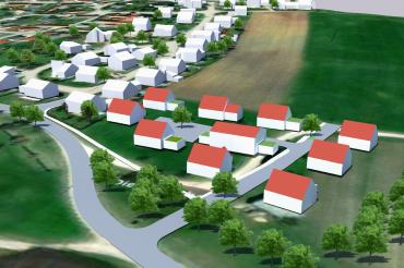 Computergrafik eines Neubaugebiets