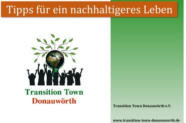 DAs Bild zeigt den Flyer von Transition Town Donauwörth.