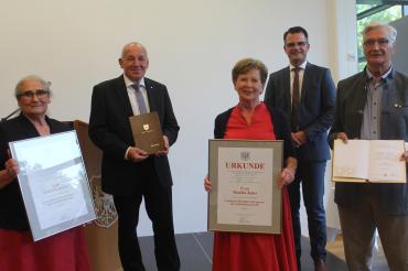 Das Bild zeigt v. l. Gabriele Kinzler, Wilhelm Rister, Monika Kanz, Oberbürgermeister Jürgen Sorré und Andreas Huber. 