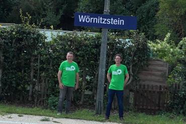 Auf dem Bild sind Umweltbürgermeister Albert Riedelsheimer und Bundestagskandidat Stefan Norder zu sehen.