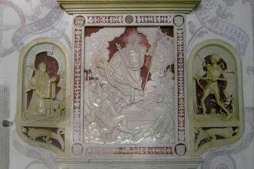 Auf dem Bild zu sehen das Triptychon des Künstlers Loy Hering, mit der Auferstehung Christi nach Dürers Holzschnitt in der großen Passion.