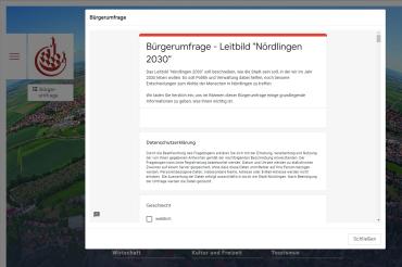 Screenshot einer Umfrage auf der Webseite der Stadt Nördlingen