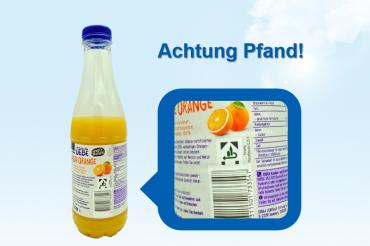 Orangensaft Einwegflasche mit Pfand.