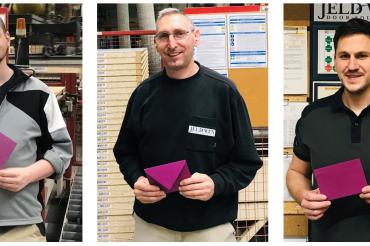 von links: Claus Linke, Helmut Schneider sowie Samuel Stelzer (Kantenbearbeitung)