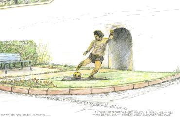 Skizze der Gerd-Müller-Statue