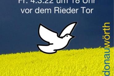 Das Bild zeigt den Flyer der Ukraine Mahnwache in Donauwörth