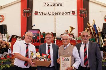 3. Präsident Christian Sigel, 1. Präsident Stefan Rößle, Bruno Braun (70 Jahre), 2. Präsident Franz Moll