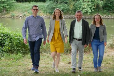 Das Bild zeigt von links nach rechts: Kreissprecher Stefan Bieber, MdL Eva Lettenbauer, Bezirksrat Albert Riedelsheimer, Kreissprecherin Elisa Pfaff.