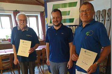 Europa Union Bezirksvorsitzender Schwaben - Sebastian Rommel (Mitte), Karl Eigen (rechts) und Bernd Niemczak. 