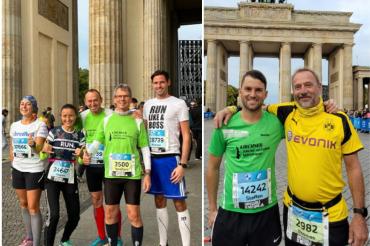 Auf dem Foto vor dem Brandenburger Tor von links, Dorothea Gaudernack, Regina Mayershofer, Wendelin Christ, Bernhard Satzenhofer, Steffen Brenner und Thomas Jakob. 