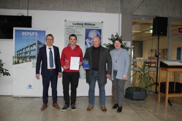 Gerhard Kilian, Robin Shearer (Fa. Grob),  Gregor Unglert (Fa. Grob), Claudia Marb (v. l.)