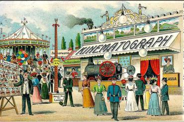 Ansichtskarte eines Kinematographen, 1900.