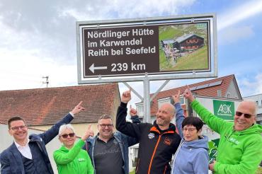 Nördlinger Hütte Hinweisschild